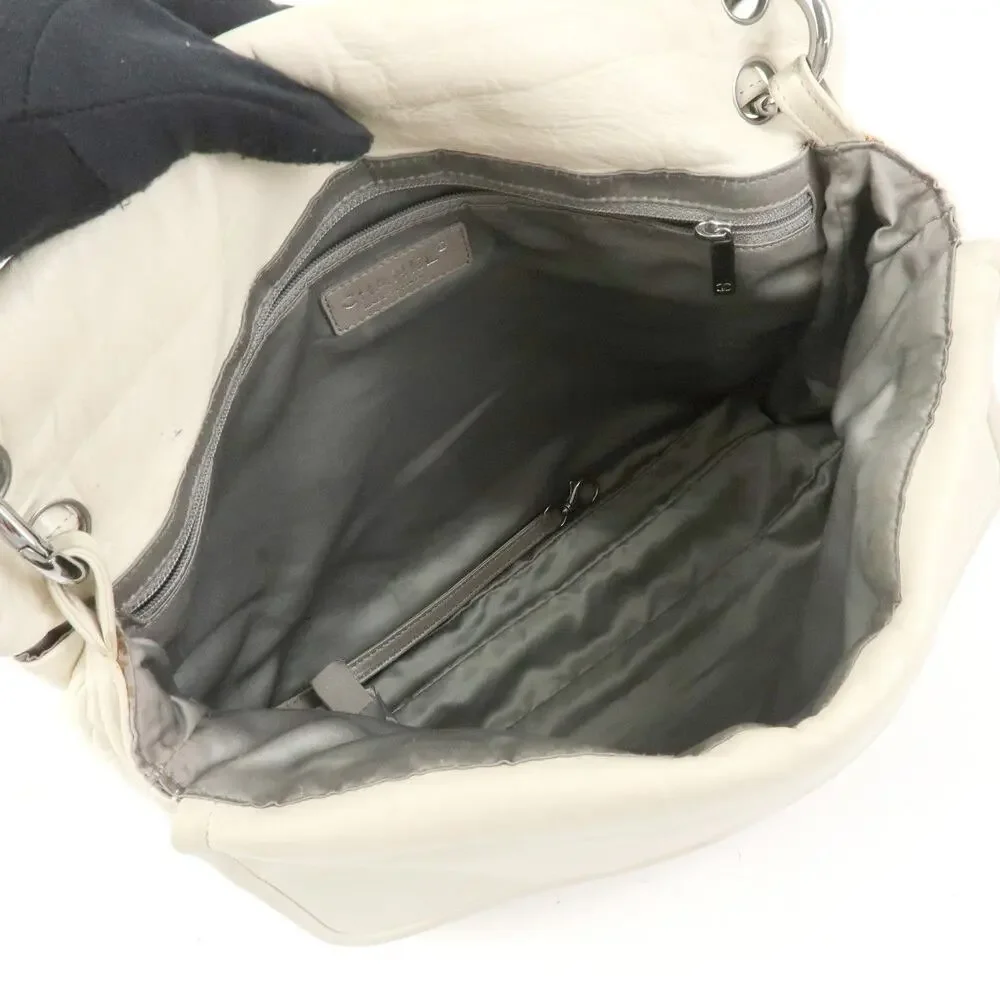 Chanel Matelasse CC Logo Double Flap Lambskin Beige